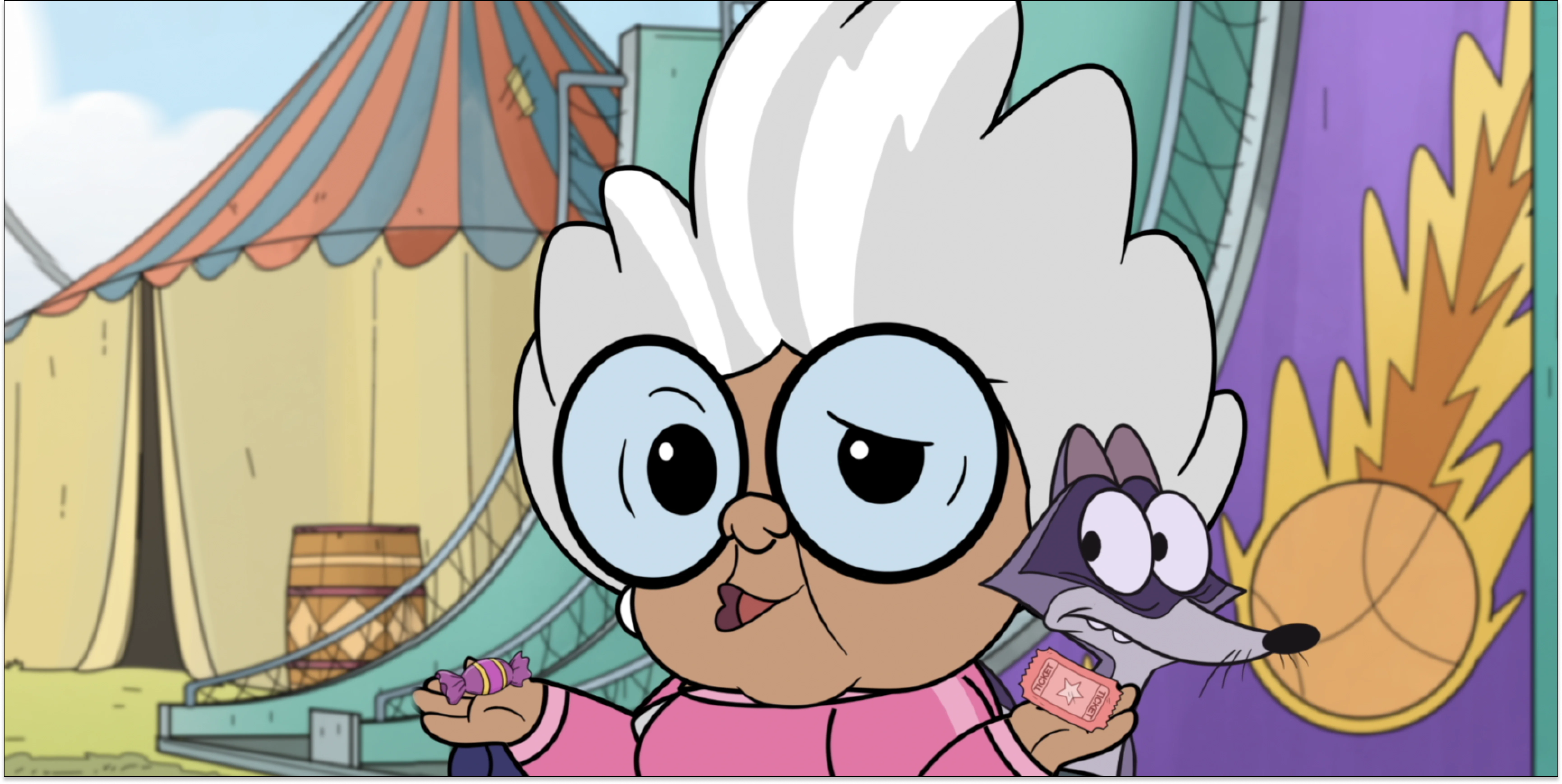 Image of Grandma Gabby and Derek the Raccoon