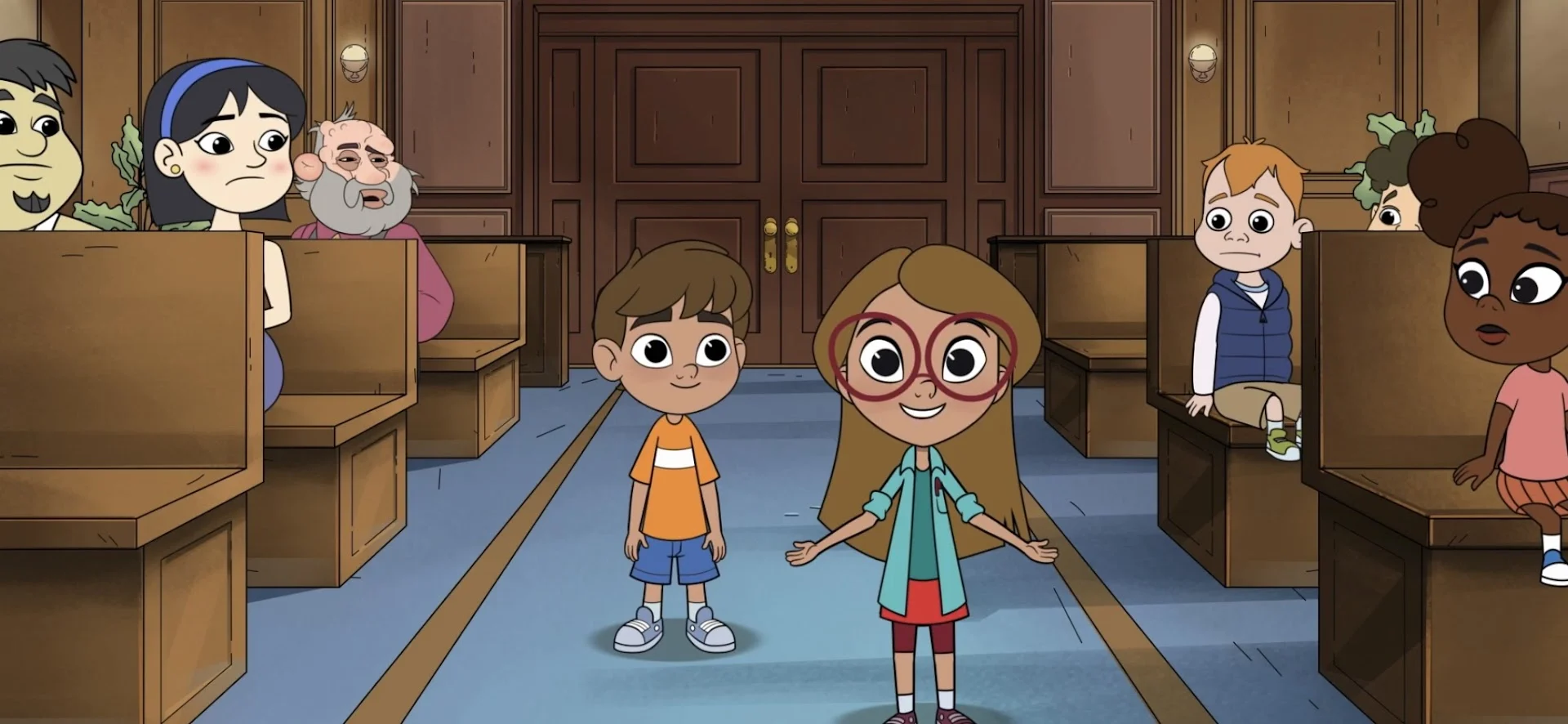 Image of Ethan and Emily in the council chambers