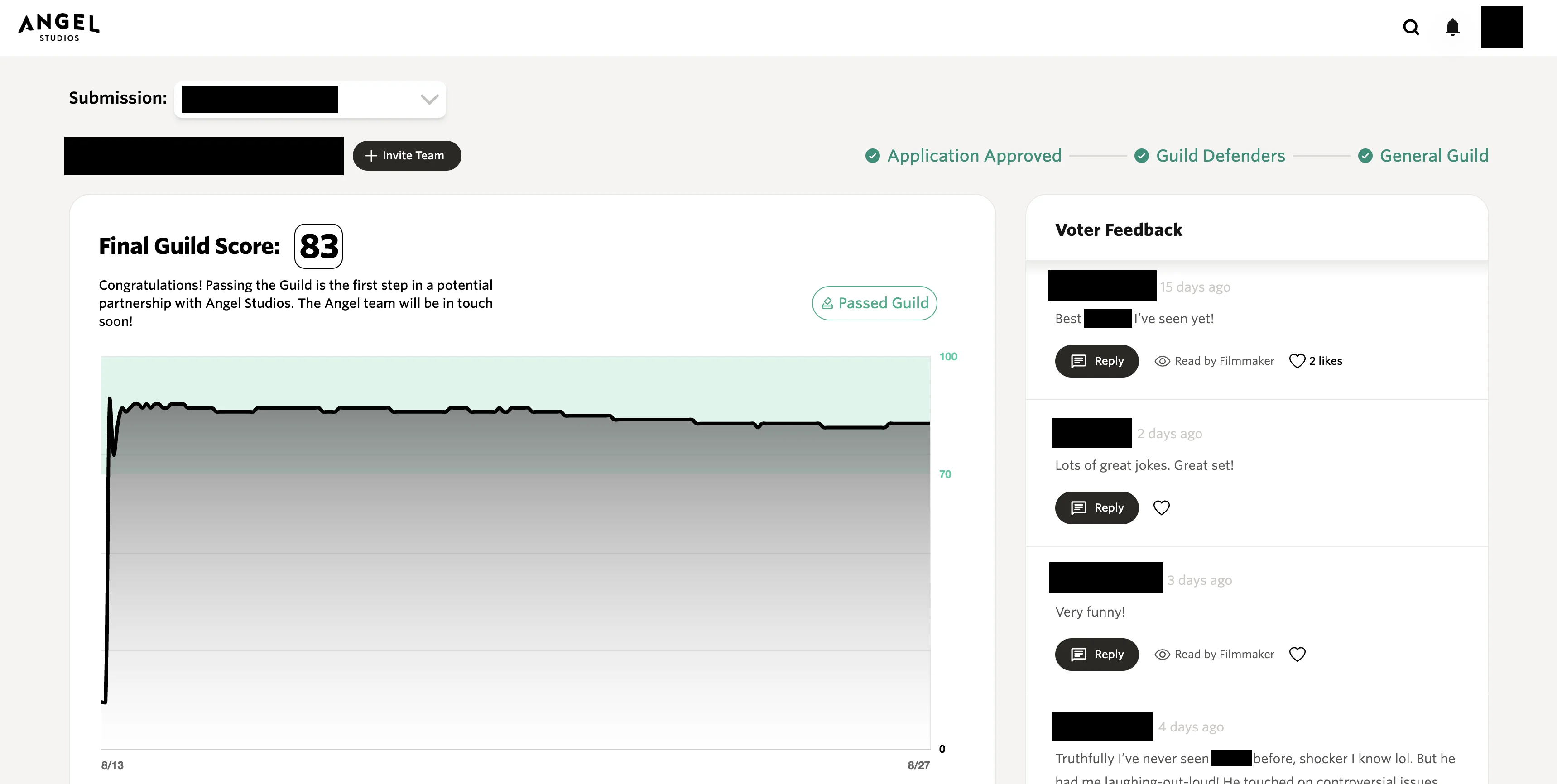 Angel Guild Filmmaker Dashboard